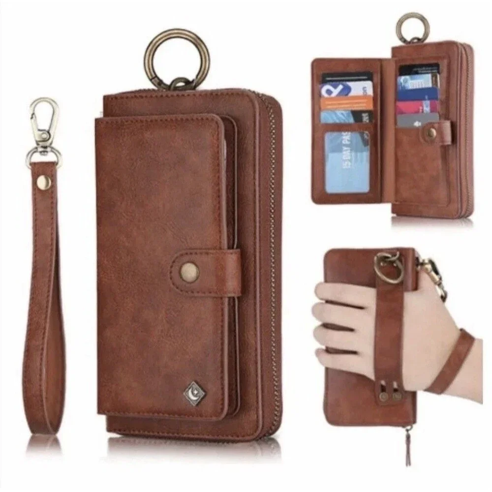 Pola - PU Red Leather Long Clutch Trifold Wallet Credit Card ID Purse Wristlet